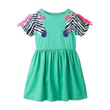 girls children cartoon cute dress kids cotton shoet sleeve clothes tops baby girls summer sriped dresses floral clothing