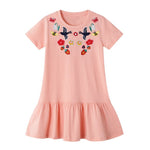 girls children cartoon cute dress kids cotton shoet sleeve clothes tops baby girls summer sriped dresses floral clothing