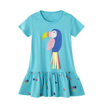 girls children cartoon cute dress kids cotton shoet sleeve clothes tops baby girls summer sriped dresses floral clothing